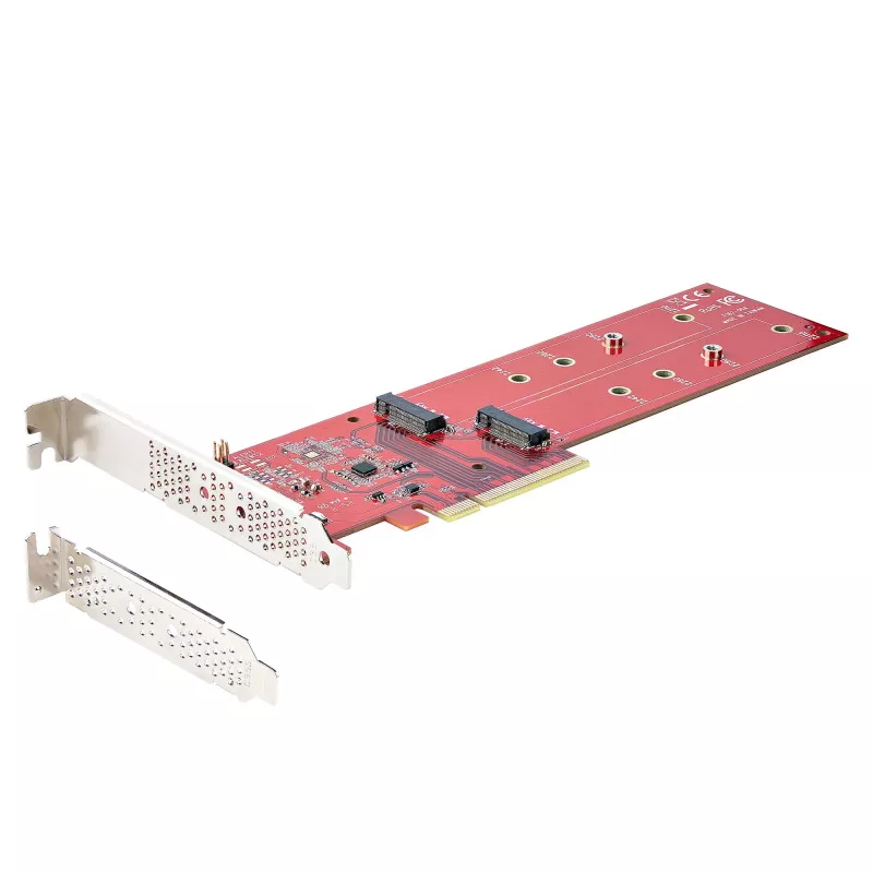 StarTech.com Divu M.2 PCIe SSD adaptera karte, PCIe x8 / x16 uz diviem NVMe vai AHCI M.2 SSD, PCI Express 4.0, 7,8 GBps uz disku, nepieciešama bifurkācija - saderīga ar Windows/Linux