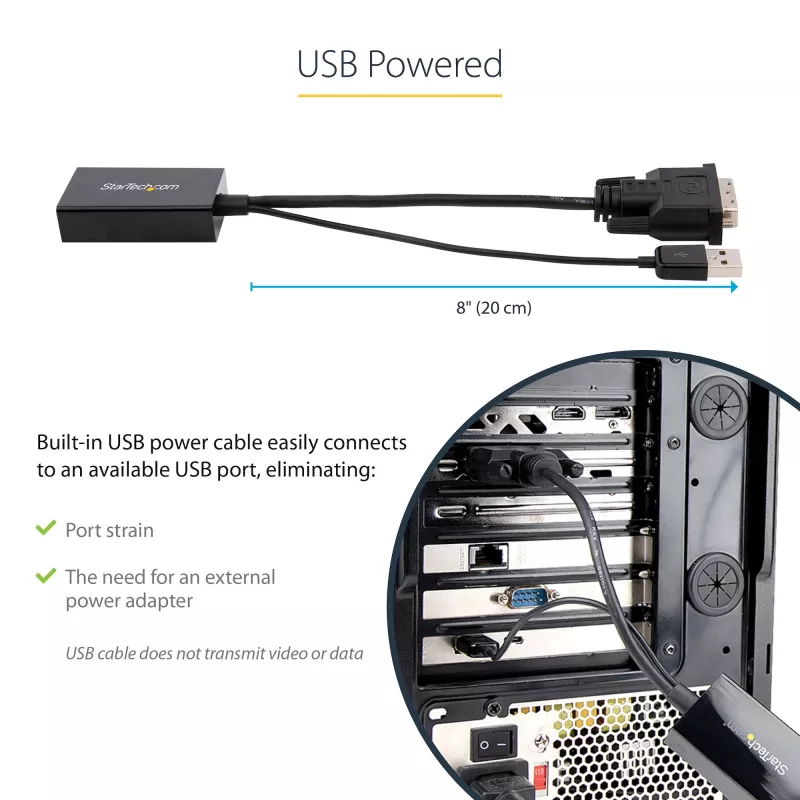 StarTech.com DVI uz DisplayPort adapteris - USB barošana - 1920 x 1200 - DVI uz DisplayPort pārveidotājs - Video adapteris - DVI-D uz DP