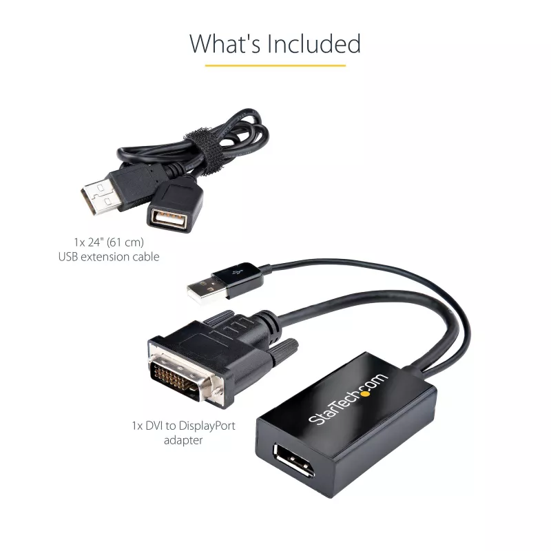 StarTech.com DVI uz DisplayPort adapteris - USB barošana - 1920 x 1200 - DVI uz DisplayPort pārveidotājs - Video adapteris - DVI-D uz DP