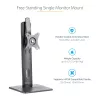 StarTech.com brīvi stāvošs viena monitora stiprinājums – augstumā regulējams monitora statīvs – VESA montāžas displejiem līdz 32 collām (15 mārciņas/7 kg) – ergonomisks monitora statīvs galdam – noliekšana/pagriešana/rotēšana
