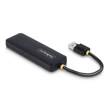 StarTech.com 4 portu USB-A centrmezgls, 5 Gbps, ar kopnes barošanu, mazs ceļojumu mini USB centrmezgls, vairāku portu USB 3.0 sadalītājs, pārnēsājams USB centrmezgls, pārstrāvas aizsardzība (OCP)