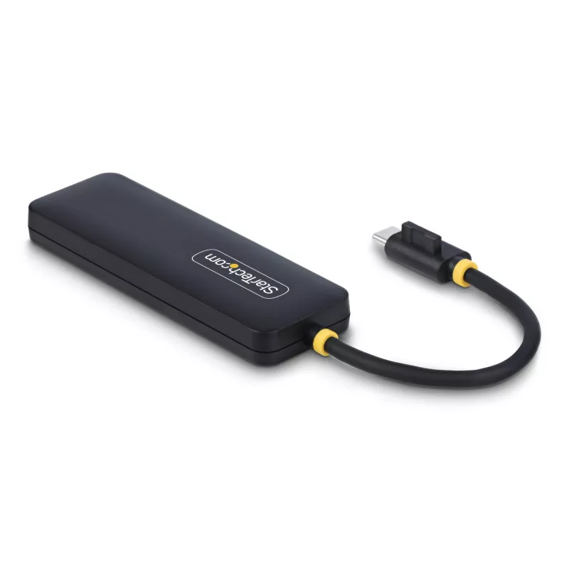 StarTech.com 4 portu USB-C centrmezgls, 5 Gbps, USB-C uz 4x USB-A, ar kopnes barošanu, mazs ceļojumu mini centrmezgls, vairāku portu USB 3.0 sadalītājs, pārnēsājams centrmezgls, pārstrāvas aizsardzība