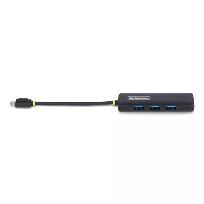 StarTech.com 4 portu USB-C centrmezgls, 5 Gbps, USB-C uz 4x USB-A, ar kopnes barošanu, mazs ceļojumu mini centrmezgls, vairāku portu USB 3.0 sadalītājs, pārnēsājams centrmezgls, pārstrāvas aizsardzība