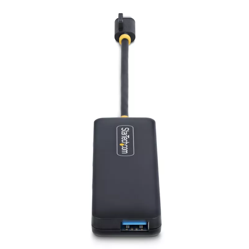 StarTech.com 4 portu USB-C centrmezgls, 5 Gbps, USB-C uz 4x USB-A, ar kopnes barošanu, mazs ceļojumu mini centrmezgls, vairāku portu USB 3.0 sadalītājs, pārnēsājams centrmezgls, pārstrāvas aizsardzība