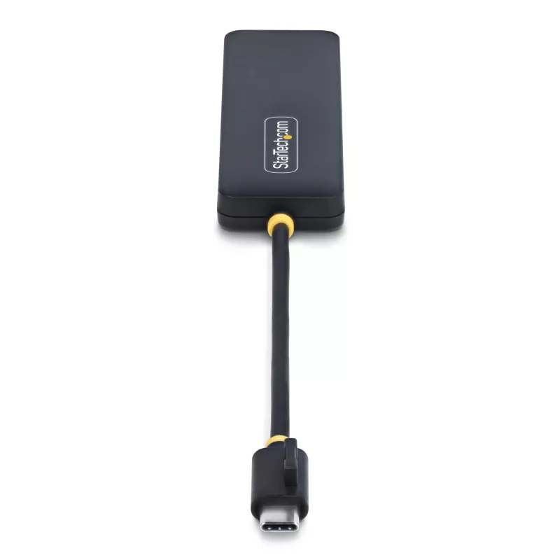 StarTech.com 4 portu USB-C centrmezgls, 5 Gbps, USB-C uz 4x USB-A, ar kopnes barošanu, mazs ceļojumu mini centrmezgls, vairāku portu USB 3.0 sadalītājs, pārnēsājams centrmezgls, pārstrāvas aizsardzība