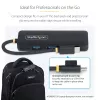 StarTech.com 4 portu USB-C centrmezgls, 5 Gbps, USB-C uz 4x USB-A, ar kopnes barošanu, mazs ceļojumu mini centrmezgls, vairāku portu USB 3.0 sadalītājs, pārnēsājams centrmezgls, pārstrāvas aizsardzība