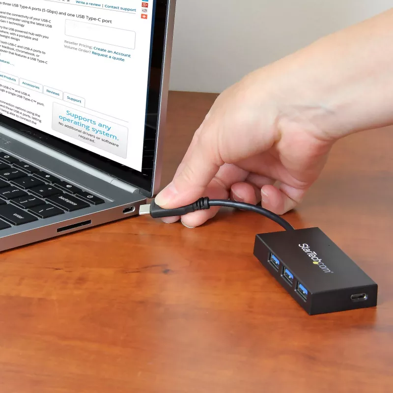StarTech.com 4 portu USB-C centrmezgls – USB-C uz 1x USB-C un 3x USB-A – USB 3.0 centrmezgls