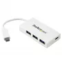 StarTech.com 4 Portu USB C centrmezgls ar 1x USB-C un 3x USB-A pieslēgvietām (SuperSpeed 5 Gbps) – USB kopnes barošana – Pārnēsājams/klēpjdatora USB 3.0 adaptera centrmezgls – USB 3.1 Gen 1/USB 3.2 Gen 1 Type-C centrmezgls – Balts