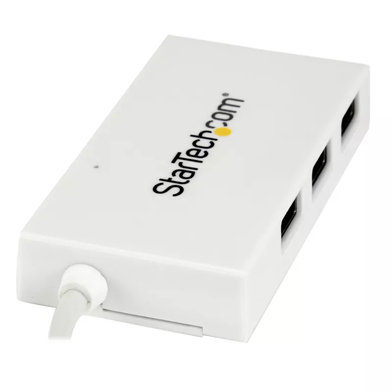 StarTech.com 4 Portu USB C centrmezgls ar 1x USB-C un 3x USB-A pieslēgvietām (SuperSpeed 5 Gbps) – USB kopnes barošana – Pārnēsājams/klēpjdatora USB 3.0 adaptera centrmezgls – USB 3.1 Gen 1/USB 3.2 Gen 1 Type-C centrmezgls – Balts