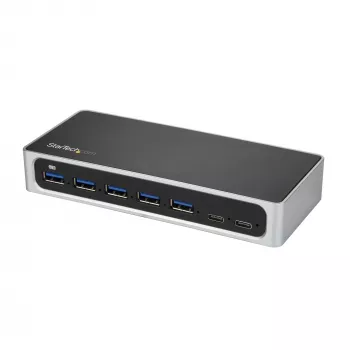 StarTech.com 7 portu USB C centrmezgls ar ātrās uzlādes pieslēgvietu - USB-C uz 5x USB-A 2x USB-C (USB 3.0 SuperSpeed 5Gbps) - pašbarojošs USB 3.2 Gen 1 Type-C centrmezgls ar barošanas adapteri - galddatora/portatīvā datora centrmezgls