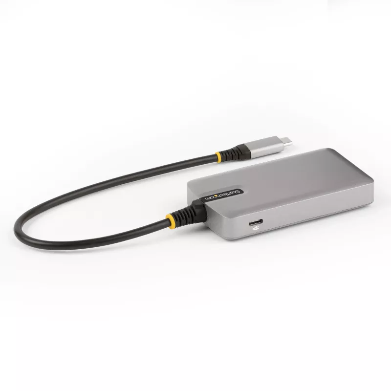 StarTech.com 4 portu USB-C centrmezgls ar USB-C DP Alt Mode video izeju 4K 60Hz - 3x USB-A, 1x USB Type-C, 100 W Power Delivery caurlaide, USB 3.2 10Gbps, 1 pēda/30cm kabelis, portatīvs USB centrmezgls