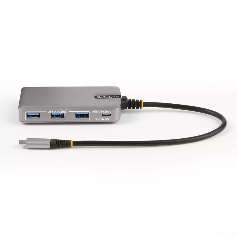 StarTech.com 4 portu USB-C centrmezgls ar USB-C DP Alt Mode video izeju 4K 60Hz - 3x USB-A, 1x USB Type-C, 100 W Power Delivery caurlaide, USB 3.2 10Gbps, 1 pēda/30cm kabelis, portatīvs USB centrmezgls
