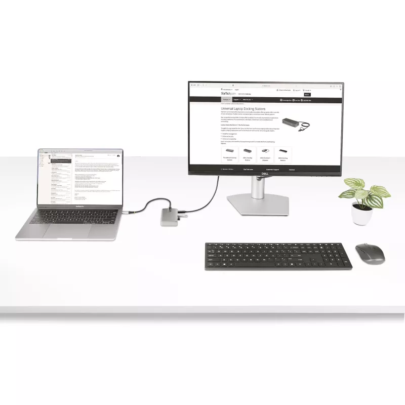 StarTech.com 4 portu USB-C centrmezgls ar USB-C DP Alt Mode video izeju 4K 60Hz - 3x USB-A, 1x USB Type-C, 100 W Power Delivery caurlaide, USB 3.2 10Gbps, 1 pēda/30cm kabelis, portatīvs USB centrmezgls