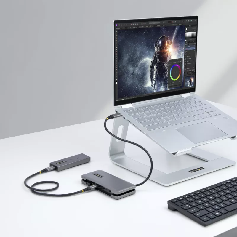 StarTech.com 4 portu USB-C centrmezgls – 1x USB-A un 3x USB-C porti – USB 3.2 Gen 2 (10 Gbps) – ar kopnes barošanu – USB Type C centrmezgls ar 32 cm aptinošo kabeli – pārnēsājams USB-C uz USB-A centrmezgls