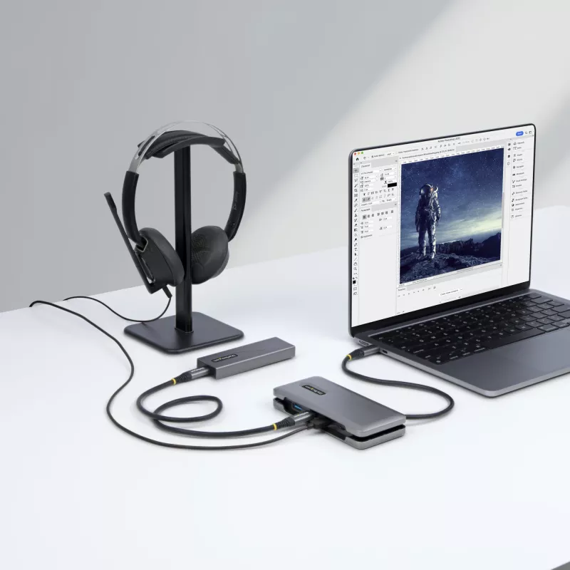 StarTech.com 4 portu USB-C centrmezgls – 1x USB-A un 3x USB-C porti – USB 3.2 Gen 2 (10 Gbps) – ar kopnes barošanu – USB Type C centrmezgls ar 32 cm aptinošo kabeli – pārnēsājams USB-C uz USB-A centrmezgls
