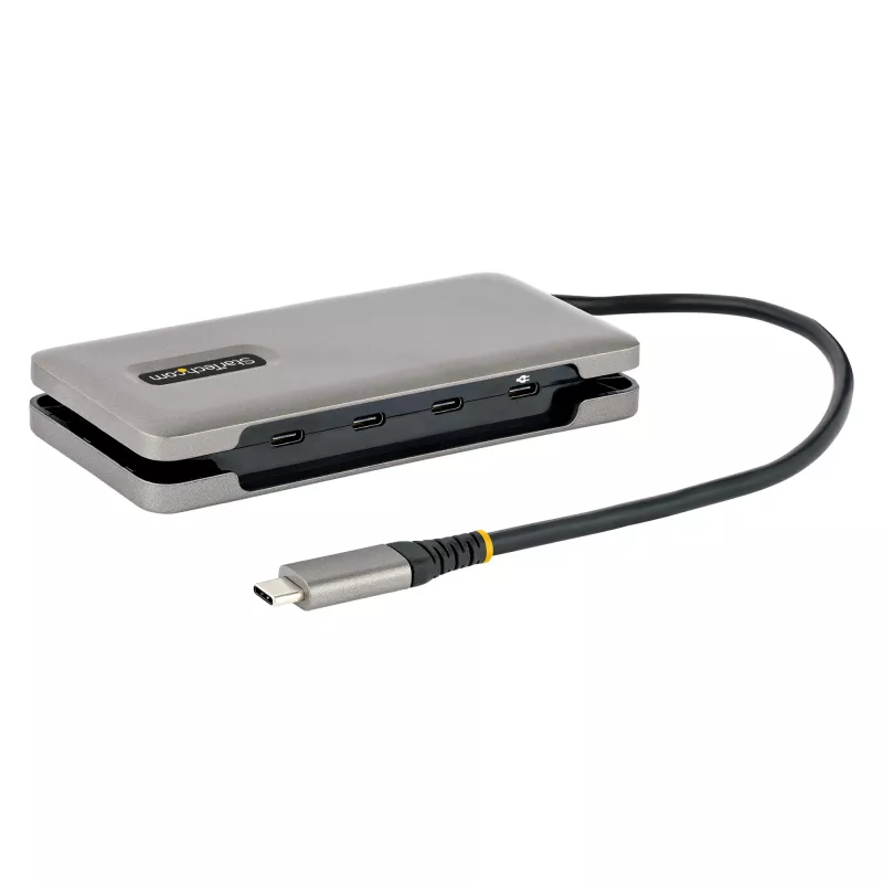 StarTech.com 4 portu USB-C centrmezgls, 4x USB-C porti, USB 3.2 Gen 2 (10 Gbit/s) — pārnēsājams USB-C centrmezgls ar 100 W Power Delivery caurlaidi — USB Type-C centrmezgls ar 12,6 collu/32 cm aptinamo kabeli