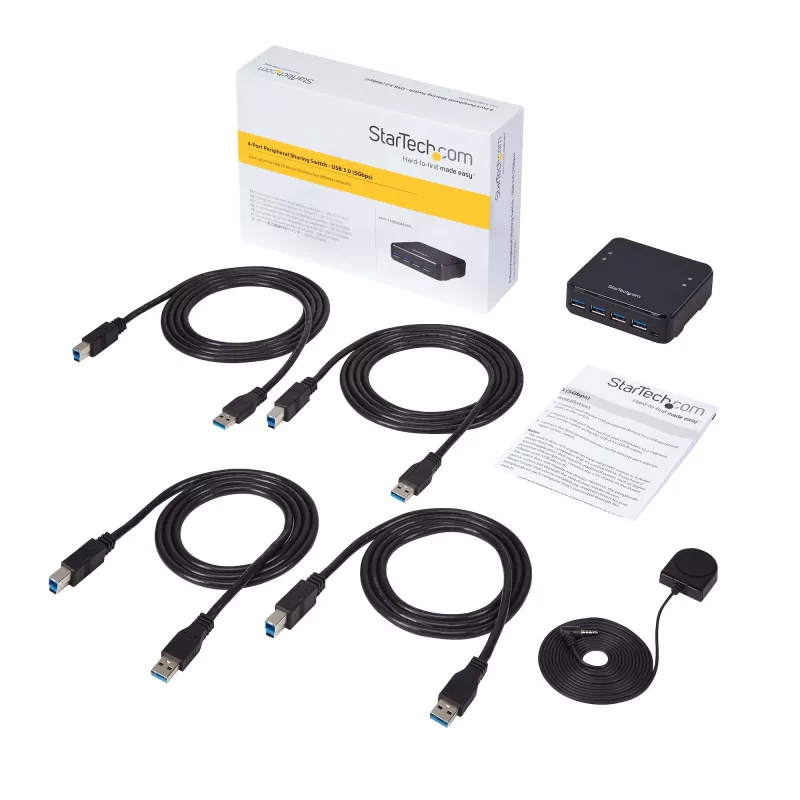 StarTech.com 4 pret 4 USB 3.0 perifērijas koplietošanas slēdzis, 5 Gbit/s, Micro-USB Type-B, melns, plastmasa, CE, FCC, REACH, 0 - 40 °C