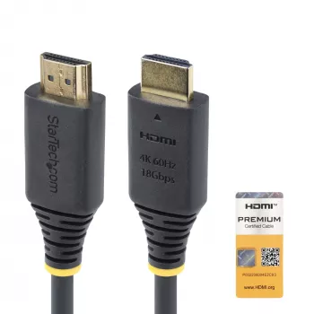 StarTech.com 3 m (10 pēdu) Premium Certified High Speed HDMI kabelis, 4K 60 Hz/1440p 144 Hz, HDR10/HDCP 2.2/ARC, 18 Gbps, UHD HDMI 2.0 vads televizoram/monitoram/displejam, TPE apvalks