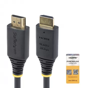 StarTech.com 1,6 pēdu (50 cm) sertificēts augstas ātrdarbības HDMI kabelis, 4K 60 Hz/1440p 144 Hz, HDR10/HDCP 2.2/ARC, 18 Gbps, UHD HDMI 2.0 vads televizoram/monitoram/displejam, TPE apvalks