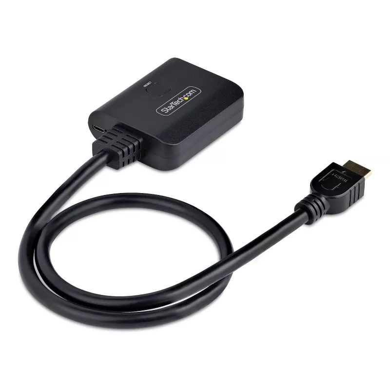 StarTech.com 2-portu HDMI sadalītājs, 4K 60Hz HDMI 2.0 video, 4K HDMI sadalītājs 1 ieeja 2 izejas, 1x2 HDMI displeja/izejas sadalītājs, HDR/HDCP, 20 collu (50 cm) iebūvēts HDMI kabelis