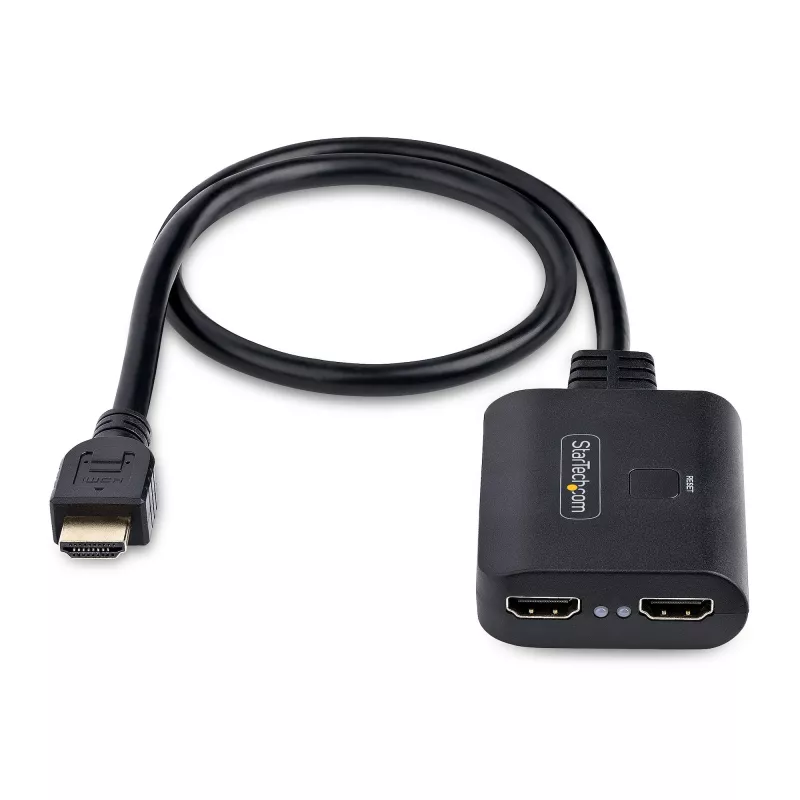 StarTech.com 2-portu HDMI sadalītājs, 4K 60Hz HDMI 2.0 video, 4K HDMI sadalītājs 1 ieeja 2 izejas, 1x2 HDMI displeja/izejas sadalītājs, HDR/HDCP, 20 collu (50 cm) iebūvēts HDMI kabelis