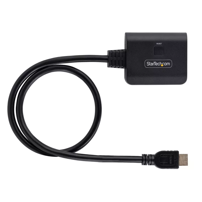 StarTech.com 2-portu HDMI sadalītājs, 4K 60Hz HDMI 2.0 video, 4K HDMI sadalītājs 1 ieeja 2 izejas, 1x2 HDMI displeja/izejas sadalītājs, HDR/HDCP, 20 collu (50 cm) iebūvēts HDMI kabelis