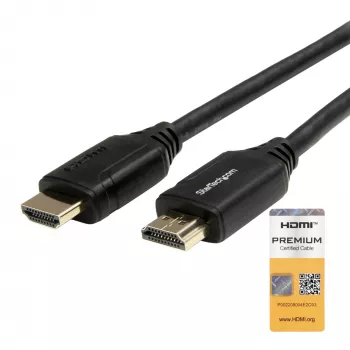 StarTech.com 3 pēdu (1 m) sertificēts augstākās kvalitātes HDMI 2.0 kabelis ar Ethernet — ātrdarbīgs Ultra HD 4K 60 Hz HDMI kabelis HDR10 — HDMI vads (vīrišķie/vīrišķie savienotāji) — UHD monitoriem, televizoriem, displejiem