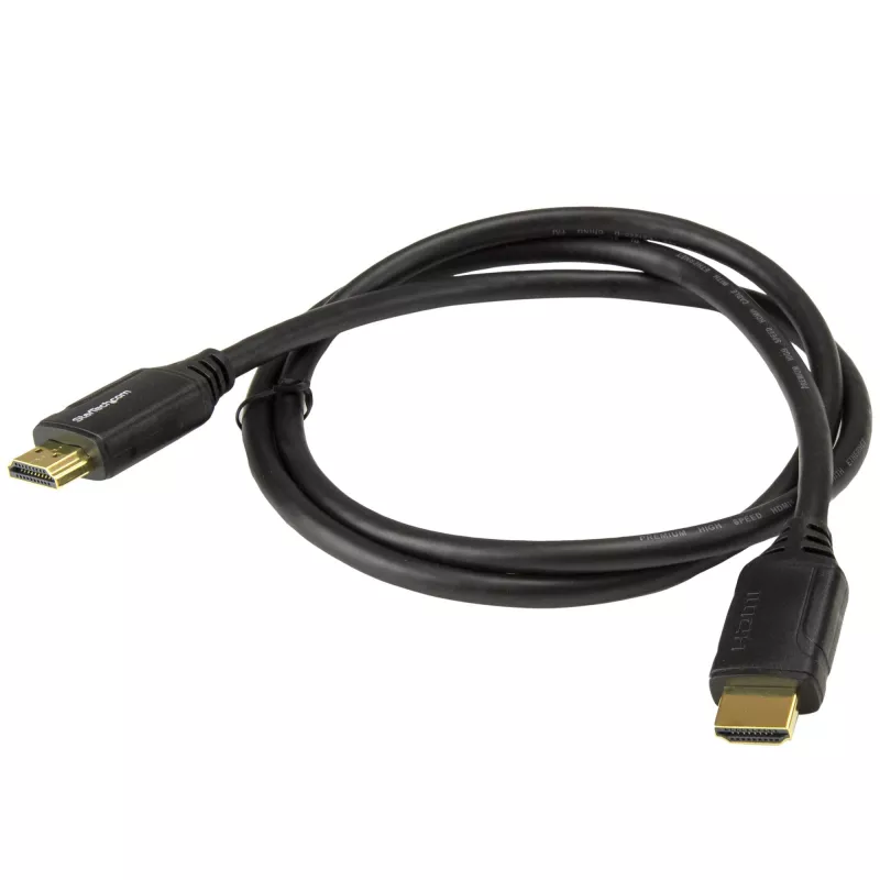 StarTech.com 3 pēdu (1 m) sertificēts augstākās kvalitātes HDMI 2.0 kabelis ar Ethernet — ātrdarbīgs Ultra HD 4K 60 Hz HDMI kabelis HDR10 — HDMI vads (vīrišķie/vīrišķie savienotāji) — UHD monitoriem, televizoriem, displejiem