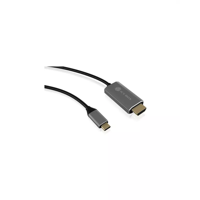 ICY BOX IB-CB020-C HDMI kabelis 1,8 m HDMI Type A (Standard) Melns, Sudrabs