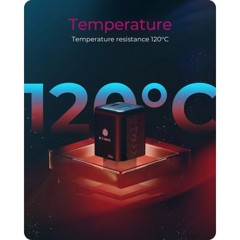 ICY BOX IB-PS1020-PD Universāls Melns Maiņstrāvas Ātrā uzlāde Iekštelpām