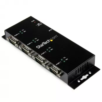 StarTech.com 4 pieslēgvietu USB–DB9 RS232 seriālo interfeisu adaptera centrmezgls – industriāls, stiprināms uz DIN sliedes un sienas