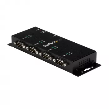 StarTech.com 4 pieslēgvietu USB–DB9 RS232 seriālo interfeisu adaptera centrmezgls – industriāls, stiprināms uz DIN sliedes un sienas