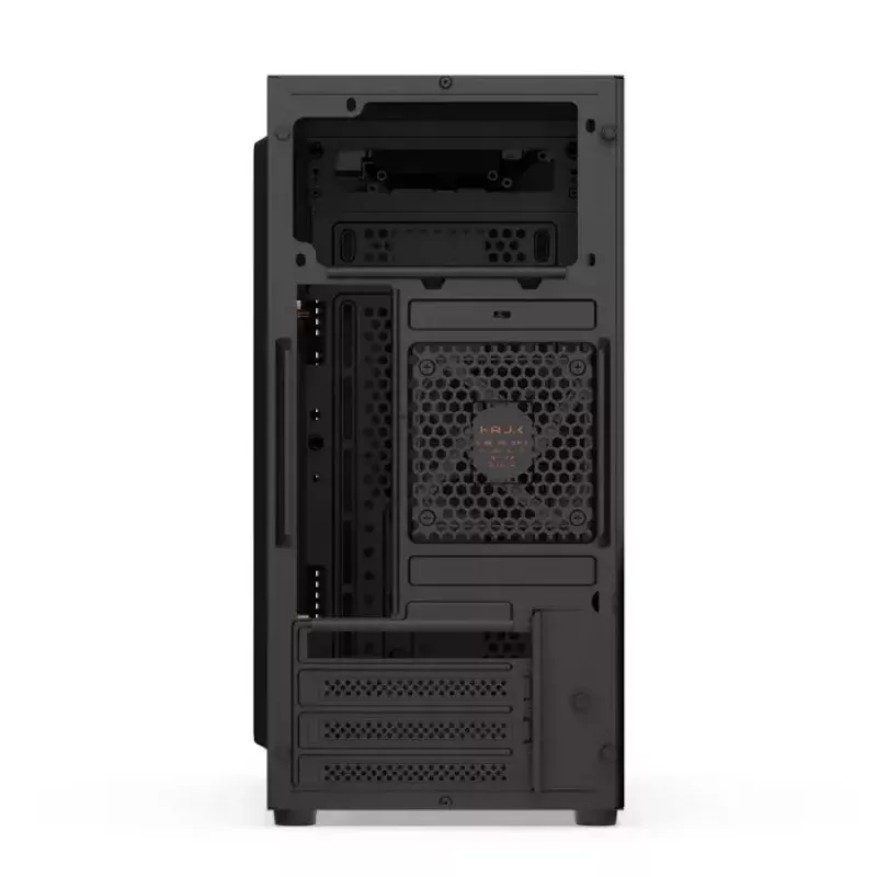 PC korpuss KRUX Astro Cube Melns — kuba korpuss, atbalsta micro ATX/mini-ITX, 1×3,5 collu + 2×2,5 collu nodalījumi, sānu logs, maks. barošanas bloks 28 cm, maks. dzesētāja augstums 136 mm