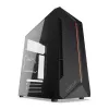 PC korpuss KRUX Astro Cube Melns — kuba korpuss, atbalsta micro ATX/mini-ITX, 1×3,5 collu + 2×2,5 collu nodalījumi, sānu logs, maks. barošanas bloks 28 cm, maks. dzesētāja augstums 136 mm