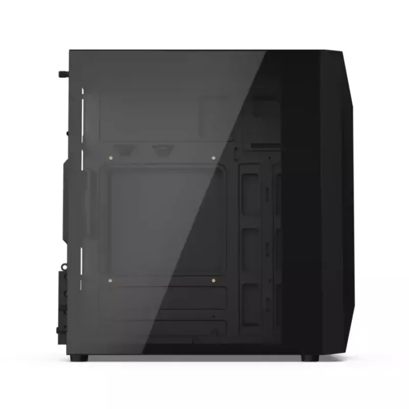PC korpuss KRUX Astro Cube Melns — kuba korpuss, atbalsta micro ATX/mini-ITX, 1×3,5 collu + 2×2,5 collu nodalījumi, sānu logs, maks. barošanas bloks 28 cm, maks. dzesētāja augstums 136 mm