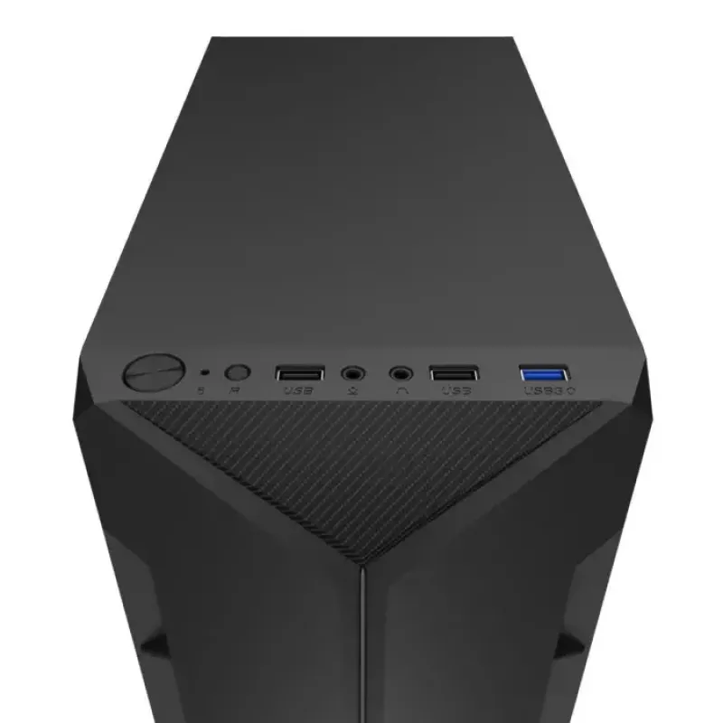 PC korpuss KRUX Astro Cube Melns — kuba korpuss, atbalsta micro ATX/mini-ITX, 1×3,5 collu + 2×2,5 collu nodalījumi, sānu logs, maks. barošanas bloks 28 cm, maks. dzesētāja augstums 136 mm
