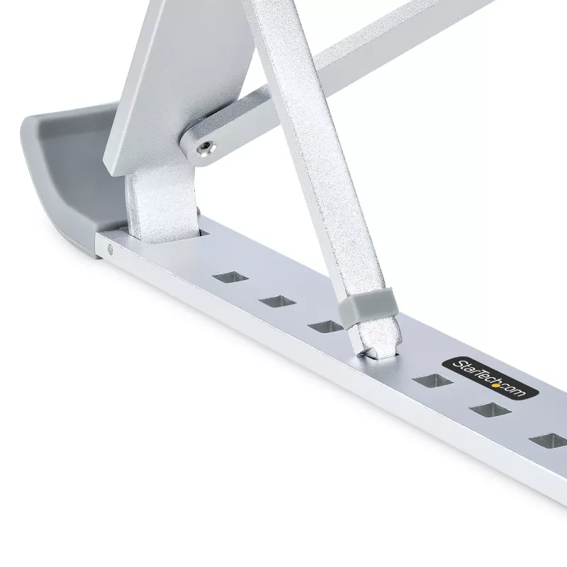 StarTech.com salokāms klēpjdatora pacēlāja statīvs, pārnēsājams, augstumā regulējams ergonomisks klēpjdatora statīvs, ventilēts alumīnija rāmis, iztur 22 mārciņas (10 kg), slīps/pacelts/leņķains klēpjdatora/planšetdatora statīvs, salokāma konstrukcija
