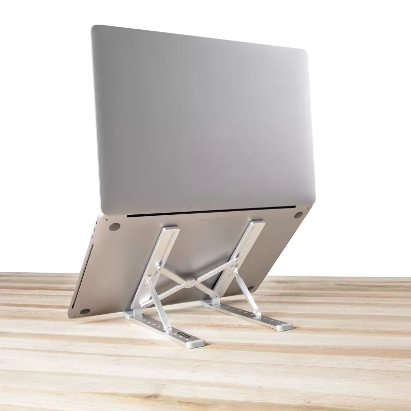 StarTech.com salokāms klēpjdatora pacēlāja statīvs, pārnēsājams, augstumā regulējams ergonomisks klēpjdatora statīvs, ventilēts alumīnija rāmis, iztur 22 mārciņas (10 kg), slīps/pacelts/leņķains klēpjdatora/planšetdatora statīvs, salokāma konstrukcija