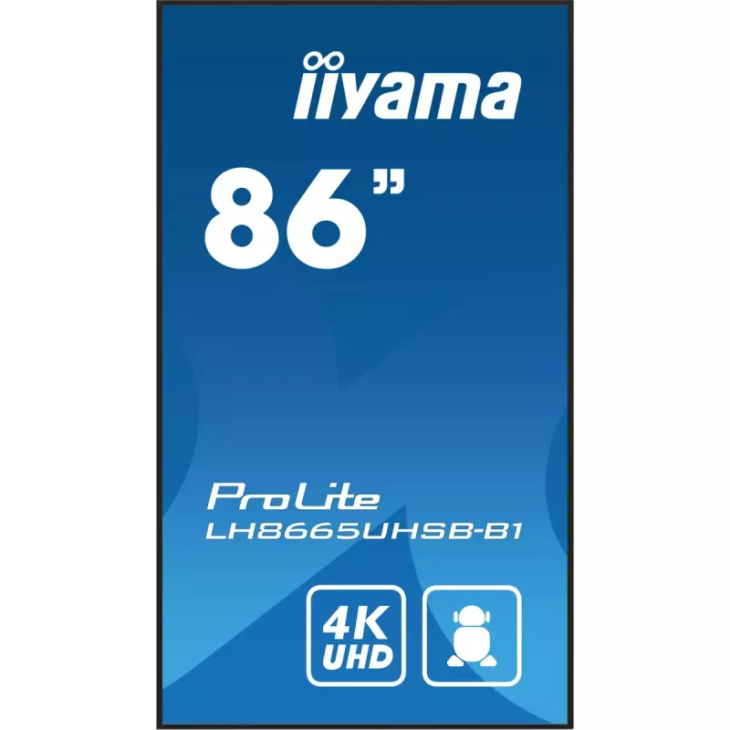 iiyama LH8665UHSB-B1 Signāla displejs Kioska dizains 2.18 m (86 collas) LED Wi-Fi 800 cd/m² 4K Ultra HD Melns Iebūvēts procesors Android 11 24/7