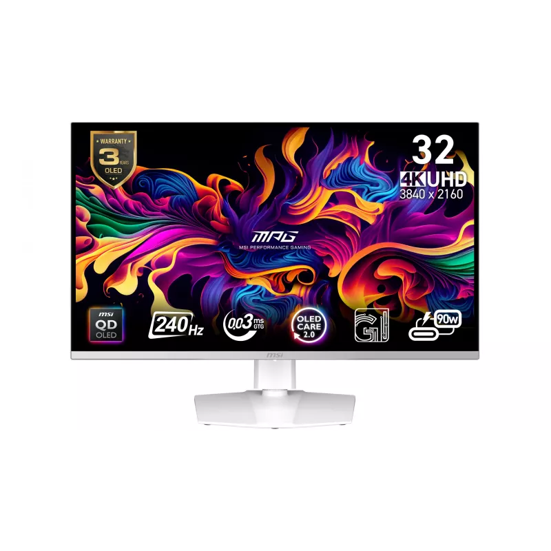 MSI MPG 321URXW QD-OLED datora monitors 80 cm (31,5 collu) 3840 x 2160 pikseļi 4K Ultra HD Balts