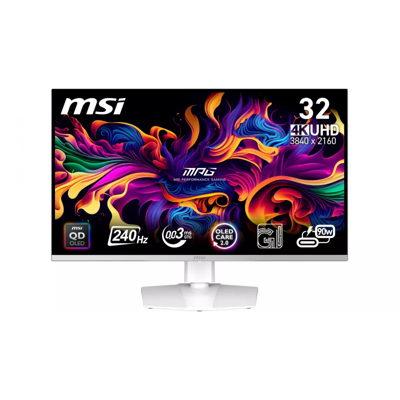 MSI MPG 321URXW QD-OLED datora monitors 80 cm (31,5 collu) 3840 x 2160 pikseļi 4K Ultra HD Balts