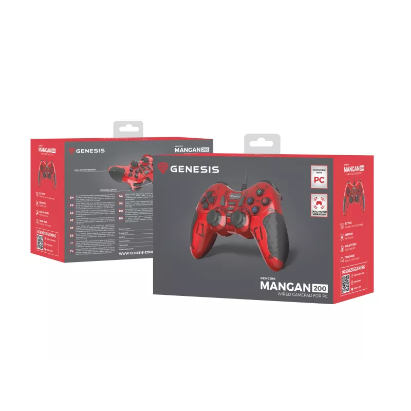 GENESIS MANGAN 200 Red USB 2.0 spēļu kontrolieris Analogais / Digitālais PC