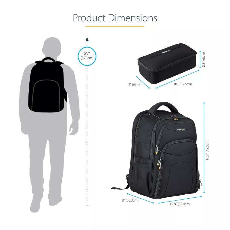 StarTech.com 15,6 colu klēpjdatora mugursoma ar izņemamu piederumu organizatora maciņu - Profesionāla IT tehniķa mugursoma darbam/ceļojumiem/pārvietošanās - Ergonomiska datora soma - Izturīgs ballistiskais neilons - Klēpjdatora/planšetdatora nodalījumi