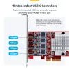 StarTech.com 4 portu USB Type-C PCIe karte, USB 3.2 10 Gbps, USB-C PCI Express paplašināšanas karte, 4 neatkarīgi USB kontrolleri, Windows/Linux/macOS, TAA atbilstoša
