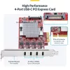 StarTech.com 4 portu USB Type-C PCIe karte, USB 3.2 10 Gbps, USB-C PCI Express paplašināšanas karte, 4 neatkarīgi USB kontrolleri, Windows/Linux/macOS, TAA atbilstoša