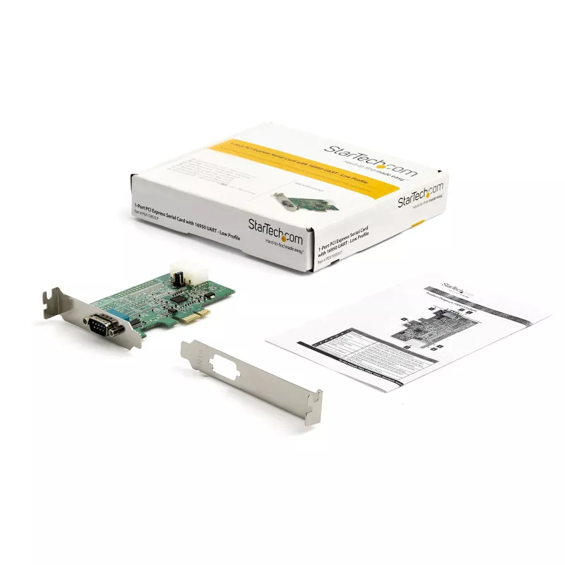 StarTech.com 1 porta PCI Express RS232 seriālā adaptera karte - PCIe RS232 seriālā resursdatora kontrollera karte - PCIe uz seriālo DB9 - 16950 UART - zema profila paplašināšanas karte - Windows un Linux