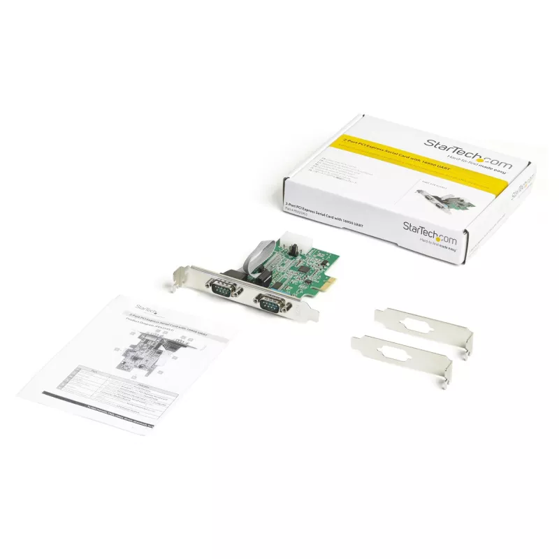 StarTech.com 2-portu PCI Express RS232 seriālais adaptera karte - PCIe RS232 seriālā saimniekkontroliera karte - PCIe uz divu seriālo DB9 karti - 16950 UART - paplašināšanas karte - Windows un Linux