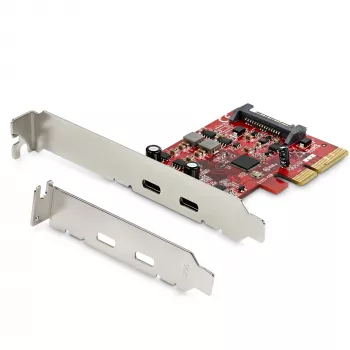 StarTech.com 2 portu USB 3.2 Gen 2 PCIe karte, USB-C 10Gbps SuperSpeed PCI Express 3.0 x4 kontrollera karte, USB Type-C adaptera karte, tikai dati, Windows/macOS/Linux, TAA