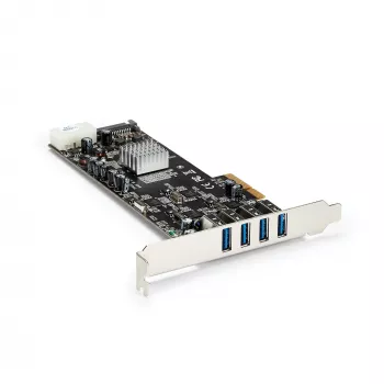StarTech.com 4 portu USB 3.0 PCIe karte ar 4 speciāliem 5 Gbps kanāliem (USB 3.1 Gen 1) – UASP – SATA / LP4 barošana – PCI Express adaptera karte