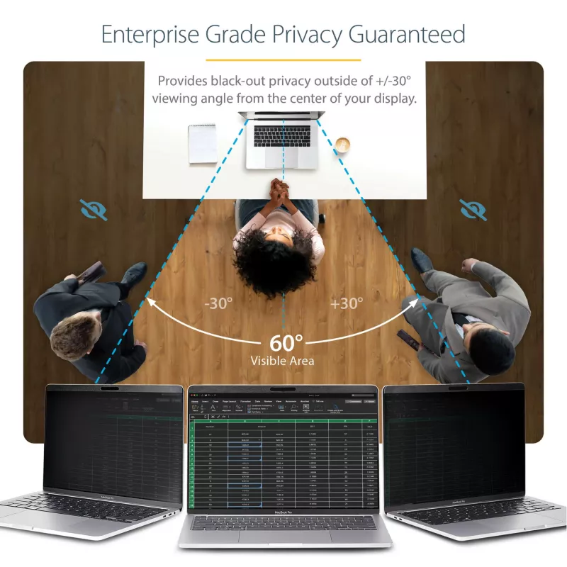 StarTech.com klēpjdatora privātuma ekrāns 13 collu MacBook Pro un MacBook Air — magnētisks, noņemams drošības filtrs — zilās gaismas samazinošs ekrāna aizsargs 16:10 — matēts/spīdīgs — +/-30 grādu